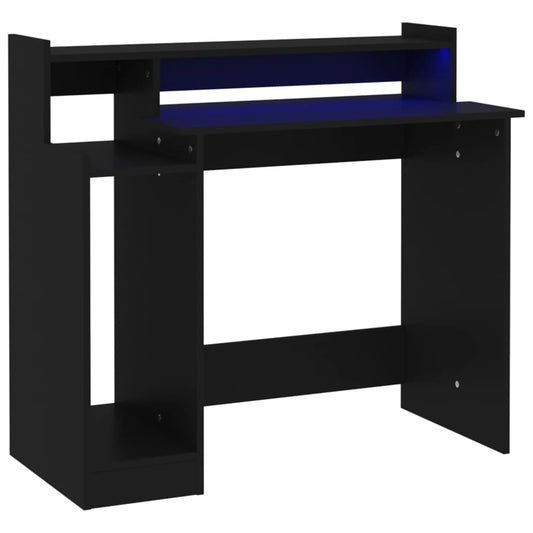 vidaXL Γραφείο με LED Μαύρο 97 x 45 x 90 εκ. από Επεξεργασμένο Ξύλο