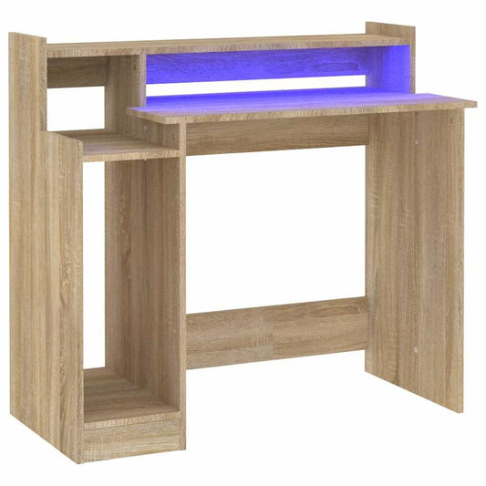 vidaXL Γραφείο με LED Sonoma δρυς 97x45x90 εκ. Επεξεργ. Ξύλο