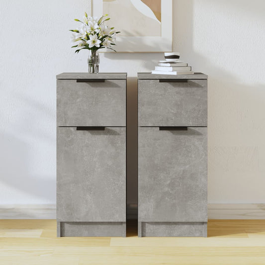 vidaXL Ντουλάπια 2 τεμ. Γκρι Σκυροδέματος 30x30x70 εκ. Επεξεργ. Ξύλο