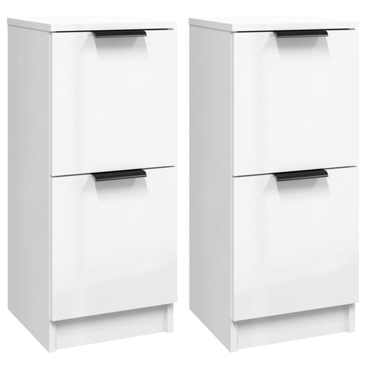 vidaXL Ντουλάπια 2 τεμ. Γυαλ. Λευκό 30x30x70 εκ. Επεξεργασμένο Ξύλο