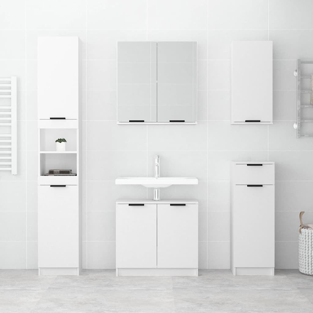 vidaXL Ντουλάπι Μπάνιου Λευκό 64,5 x 33,5 x 59 εκ. Επεξεργασμένο Ξύλο