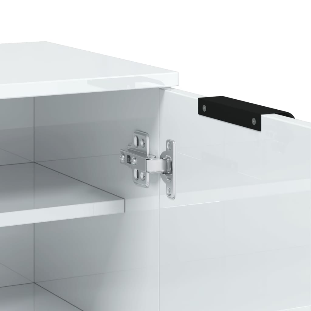 vidaXL Παπουτσοθήκη Γυαλιστερό Λευκό 59x35x100,5 εκ. Επεξεργασμένο Ξύλο