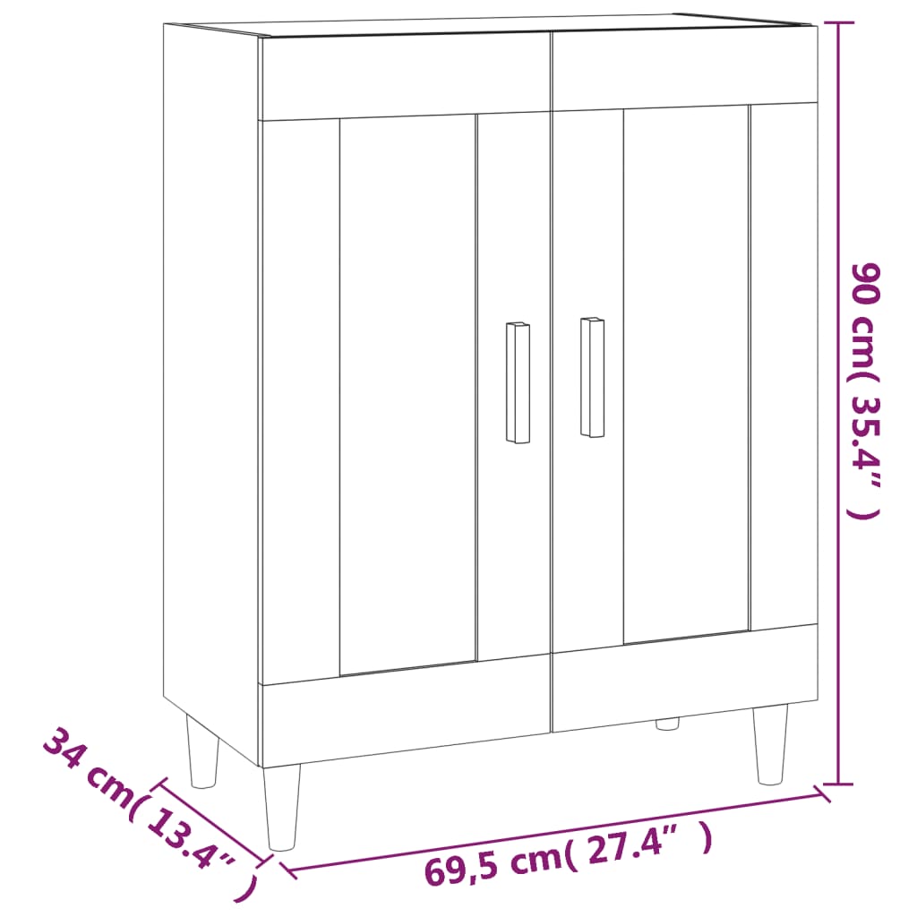 vidaXL Ντουλάπι Γκρι Σκυροδέματος 69,5x34x90 εκ. Επεξεργασμένο Ξύλο