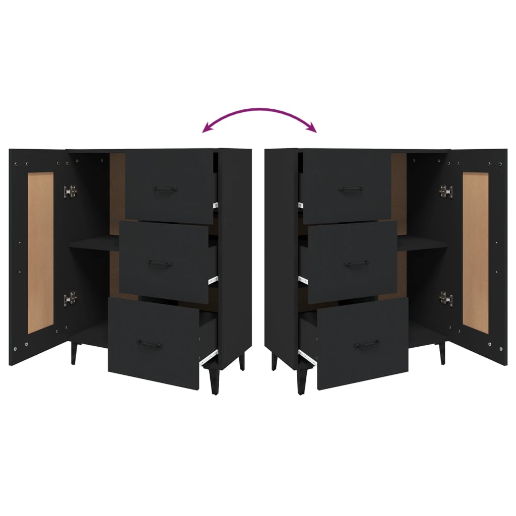 vidaXL Ντουλάπι Μαύρο 69,5 x 34 x 90 εκ. από Επεξεργασμένο Ξύλο