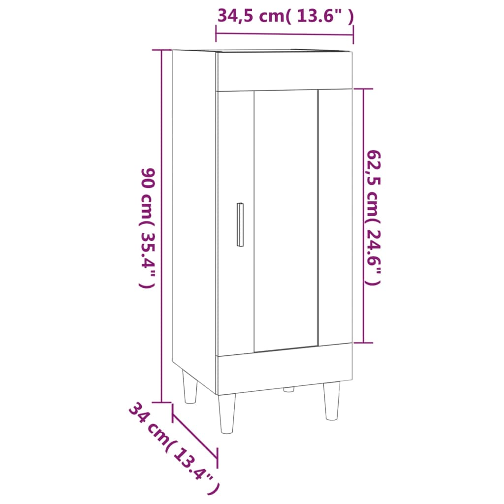 vidaXL Ντουλάπι Γκρι Σκυροδέματος 34,5x34x90 εκ. Επεξεργασμένο Ξύλο