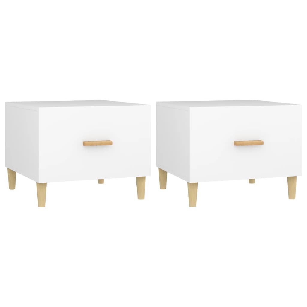 vidaXL Τραπεζάκια Σαλονιού 2 τεμ. Λευκά 50x50x40 εκ Επεξεργασμένο Ξύλο