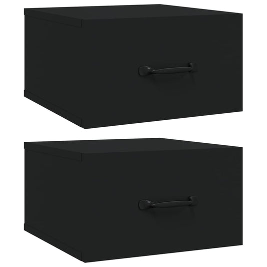 vidaXL Κομοδίνα Επιτοίχια 2 τεμ. Μαύρα 35 x 35 x 20 εκ.