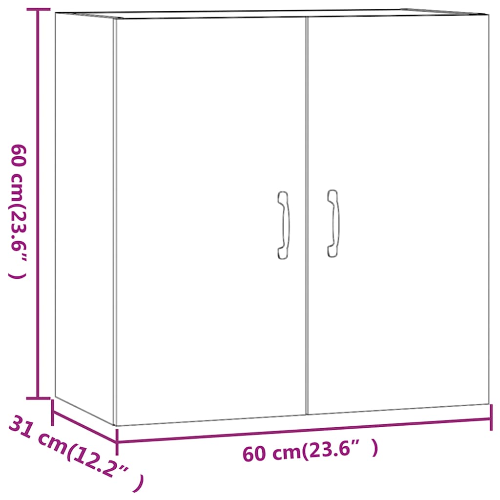 vidaXL Ντουλάπι Τοίχου Λευκό 60 x 31 x 60 εκ. από Επεξεργασμένο Ξύλο