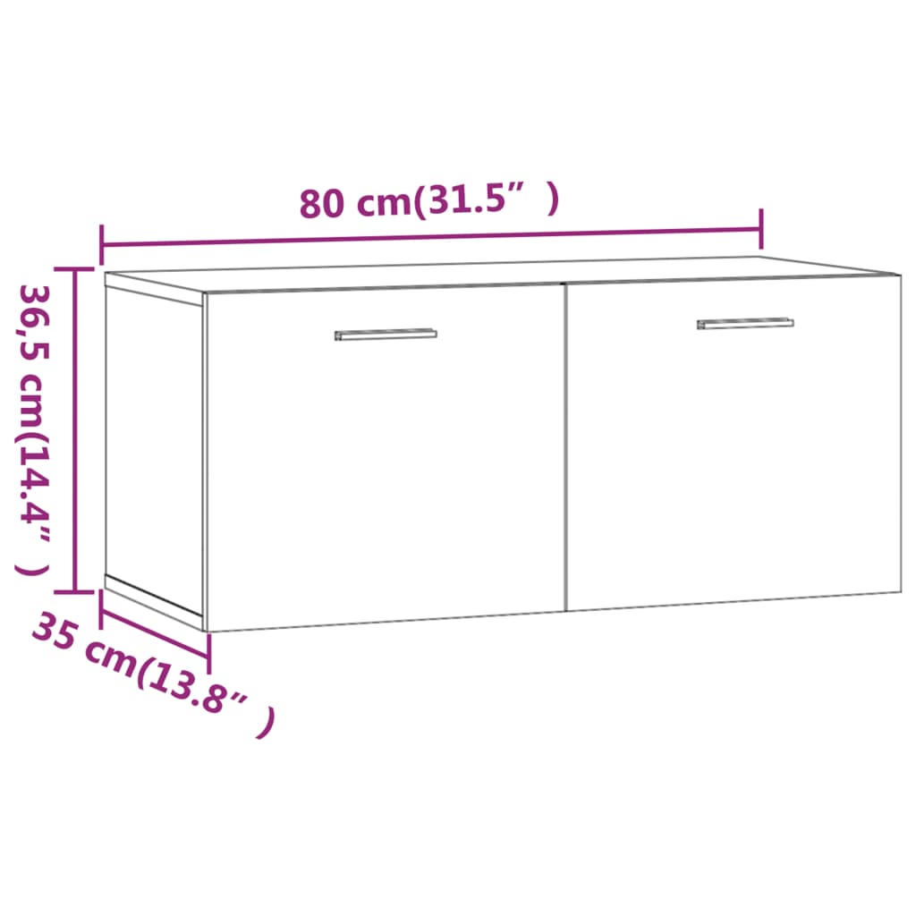 vidaXL Ντουλάπι Τοίχου Λευκό 80 x 35 x 36,5 εκ. Επεξεργασμένο Ξύλο