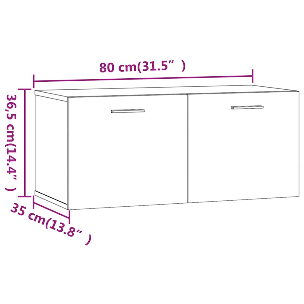 vidaXL Ντουλάπι Τοίχου Sonoma Δρυς 80x35x36,5 εκ. Επεξεργασμένο Ξύλο