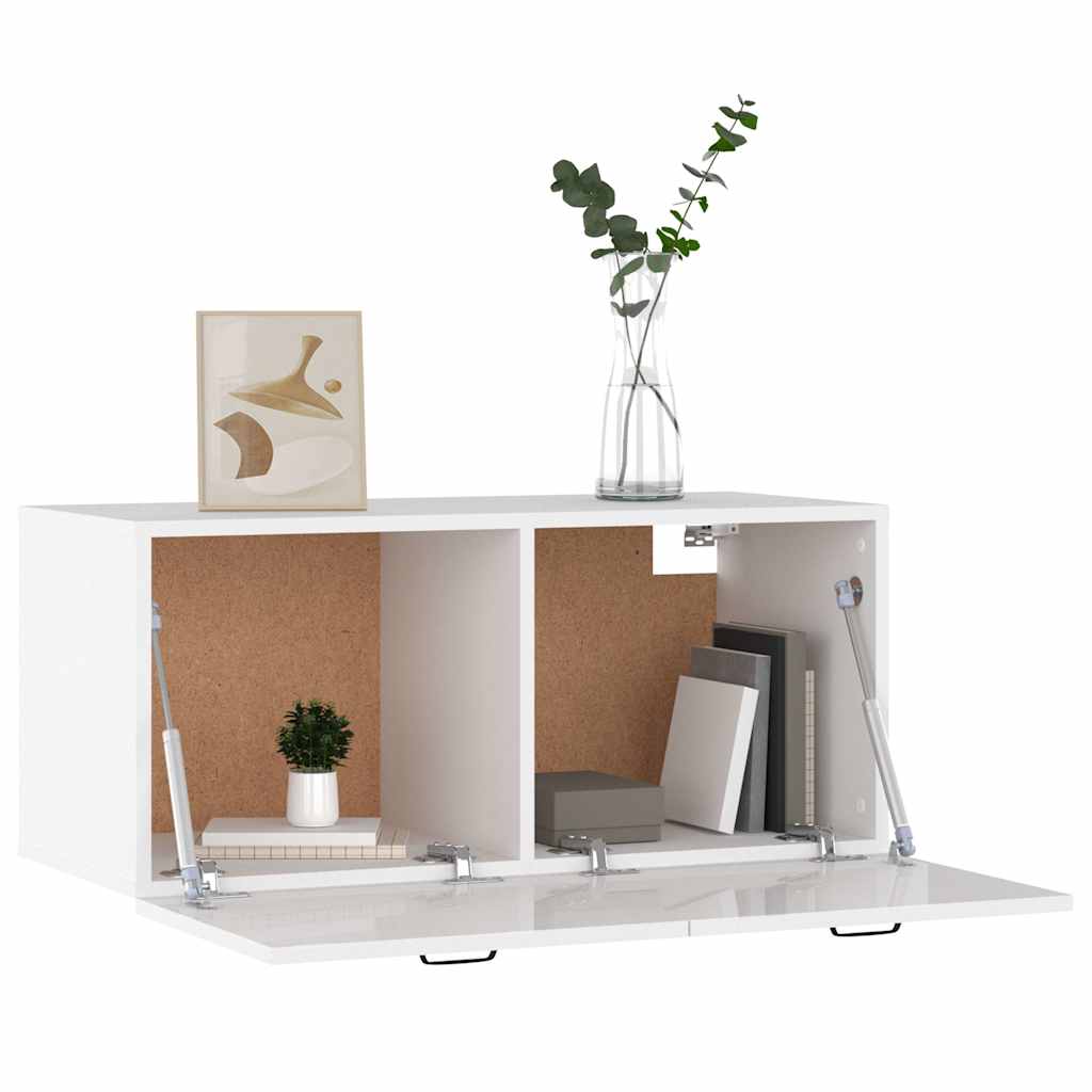 vidaXL Ντουλάπι Τοίχου Γυαλιστερό Λευκό 80x36,5x35 εκ. Επεξεργ. Ξύλο