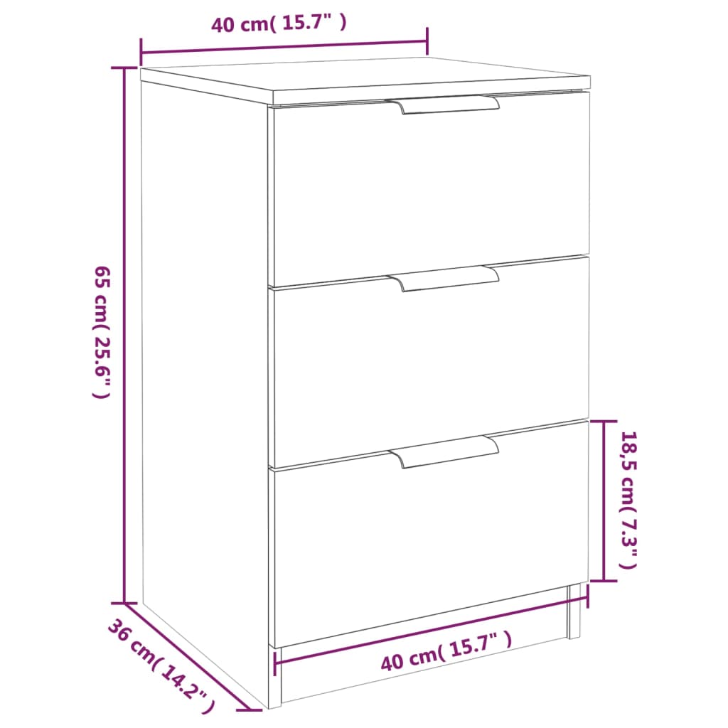 vidaXL Κομοδίνα 2 τεμ. Καπνιστή Δρυς 40 x 36 x 65 εκ.