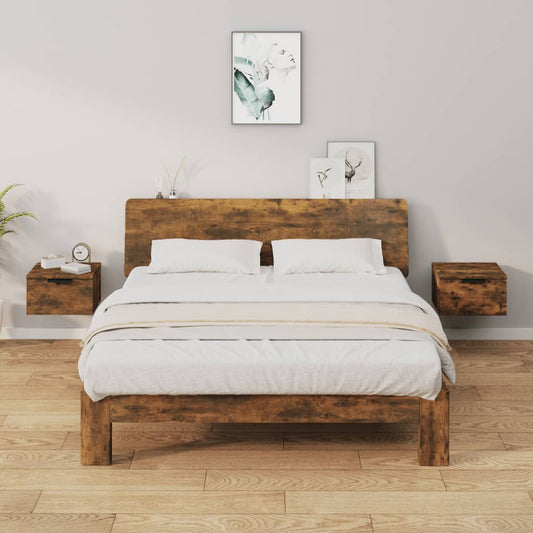 vidaXL Κομοδίνα Επιτοίχια 2 τεμ. Καπνιστή Δρυς 34 x 30 x 20 εκ.