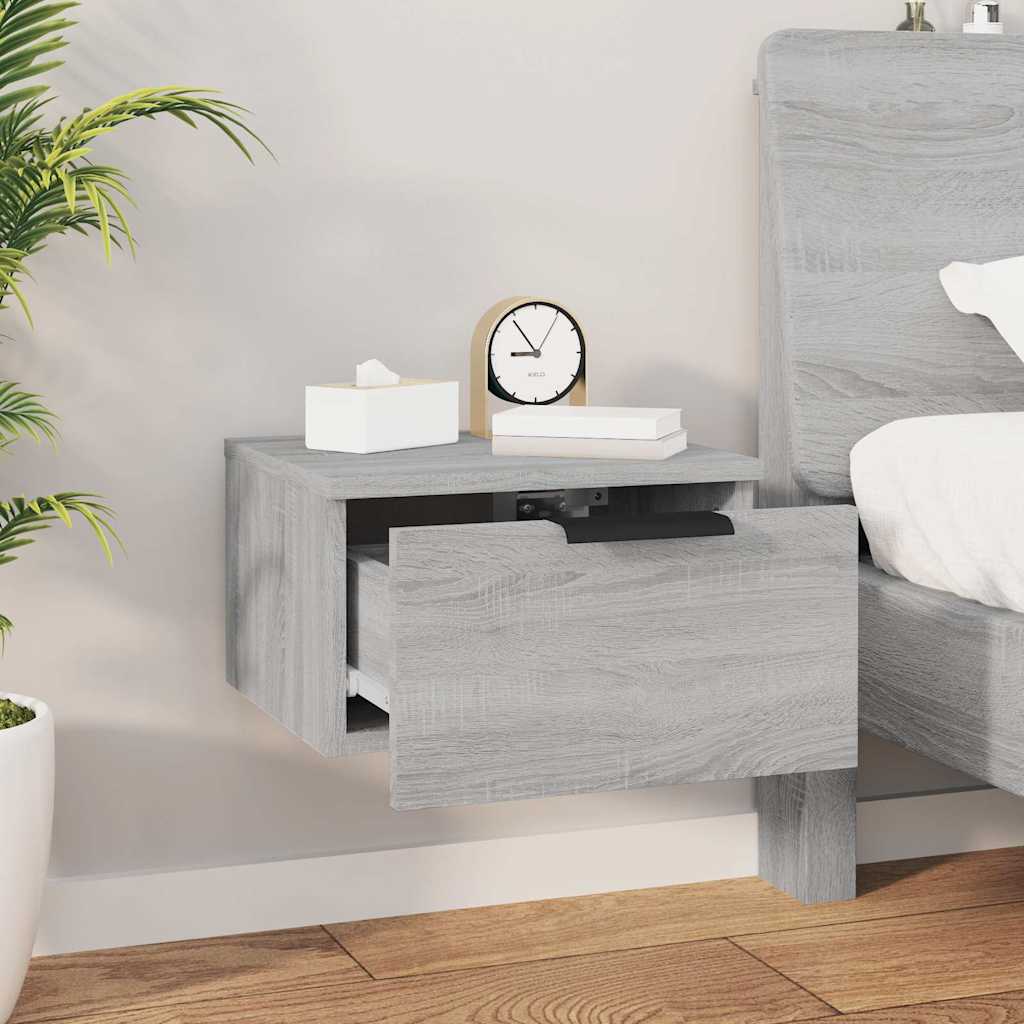 vidaXL Κομοδίνα Γκρι Επιτοίχιο Sonoma 34 x 30 x 20 εκ.