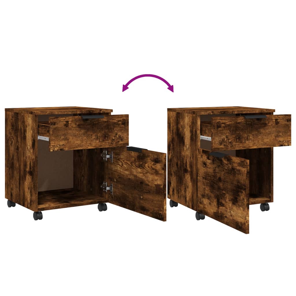 vidaXL Αρχειοθήκη Φορητή Καπνιστή Δρυς 45x38x54 εκ Επεξ. Ξύλο με Ρόδες