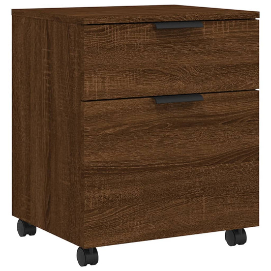vidaXL Αρχειοθήκη Φορητή Καφέ Δρυς 45x38x54 εκ. Επεξ. Ξύλο με Ρόδες