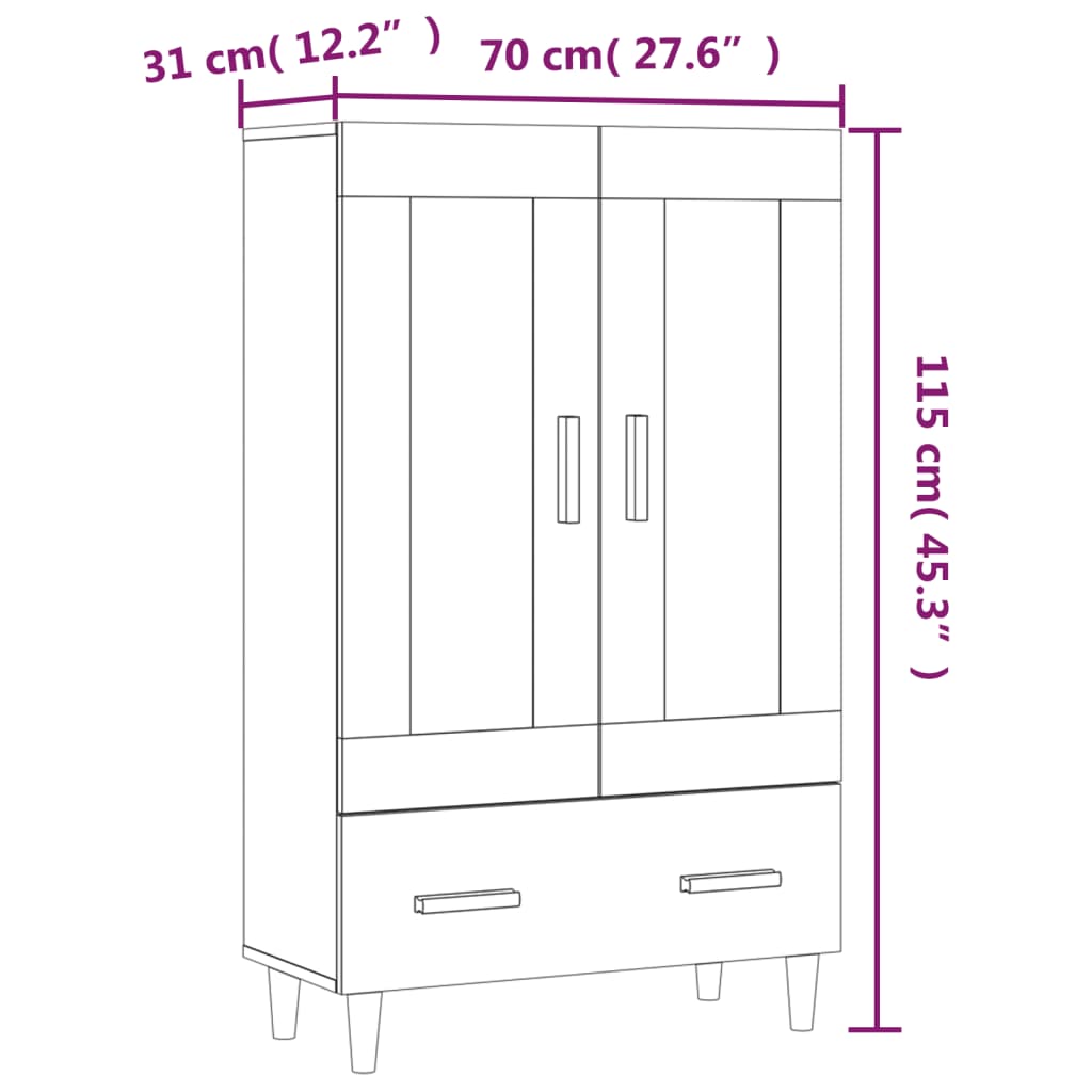 vidaXL Ντουλάπα Γκρι Sonoma 70 x 31 x 115 εκ. από Επεξεργασμένο Ξύλο