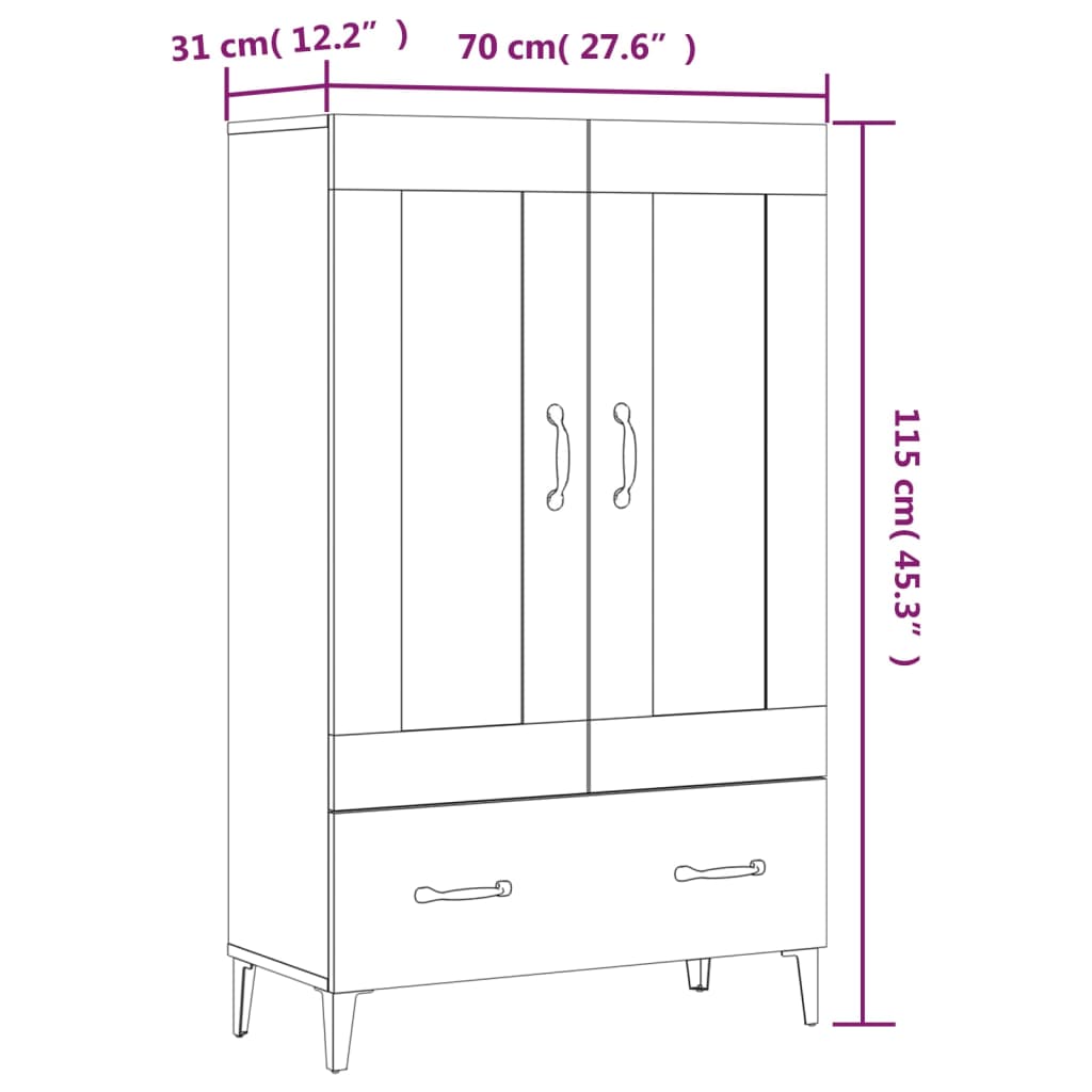 vidaXL Ντουλάπα Καπνιστή δρυς 70 x 31 x 115 εκ. από Επεξεργασμένο Ξύλο