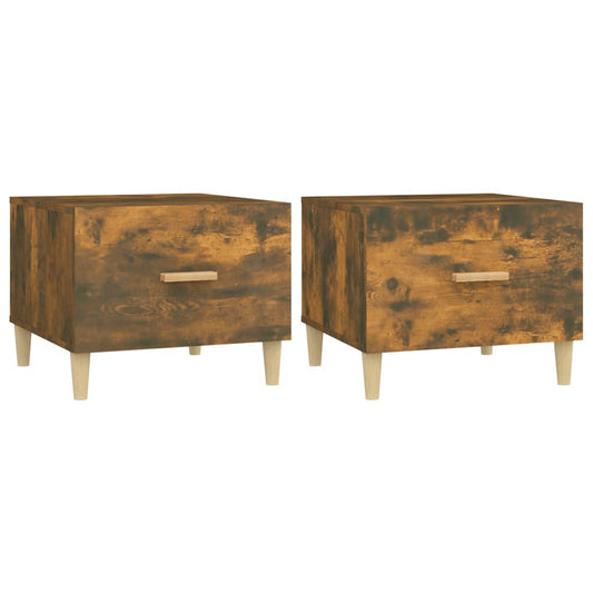 vidaXL Τραπεζάκια Σαλονιού 2 τεμ Καπνιστή Oak 50x50x40 εκ Επεξ. Ξύλο