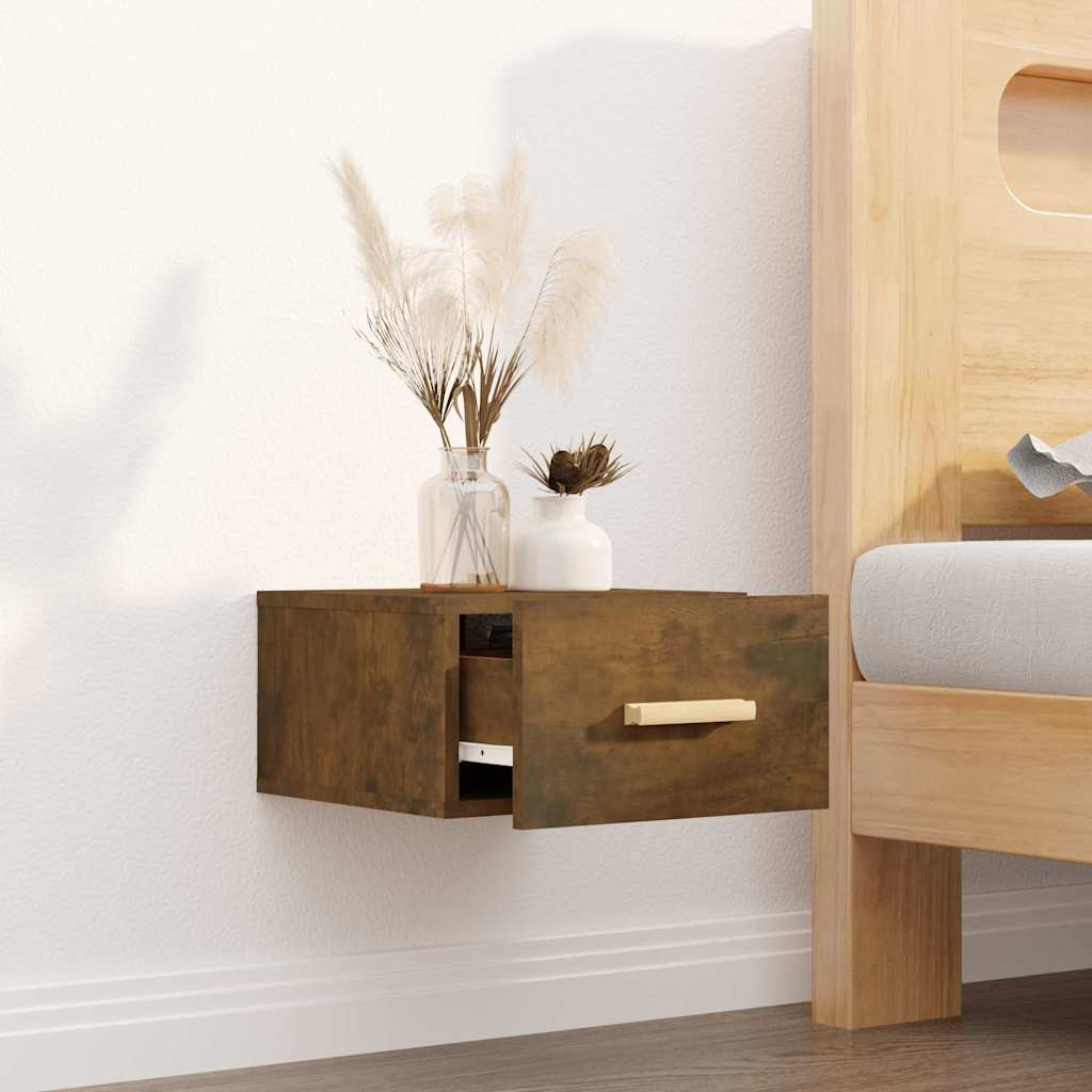 vidaXL Κομοδίνο Επιτοίχιο Καπνιστή Δρυς 35 x 35 x 20 εκ.