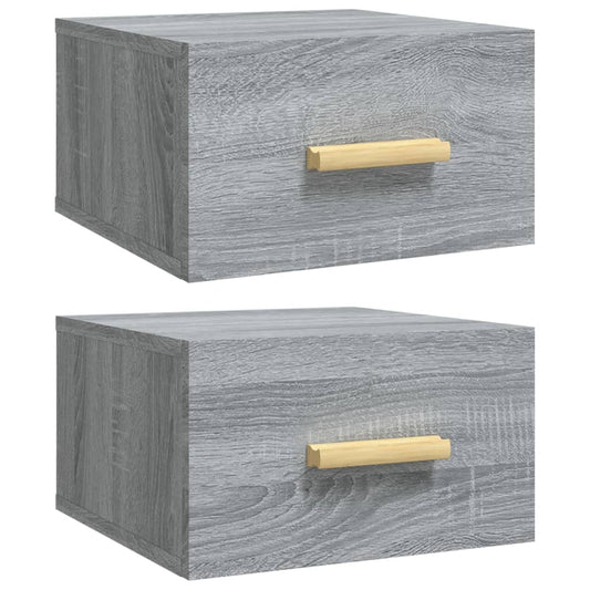 vidaXL Κομοδίνα Επιτοίχια 2 τεμ. Γκρι Sonoma 35 x 35 x 20 εκ.