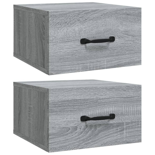 vidaXL Κομοδίνα Επιτοίχια 2 τεμ. Γκρι Sonoma 35 x 35 x 20 εκ.