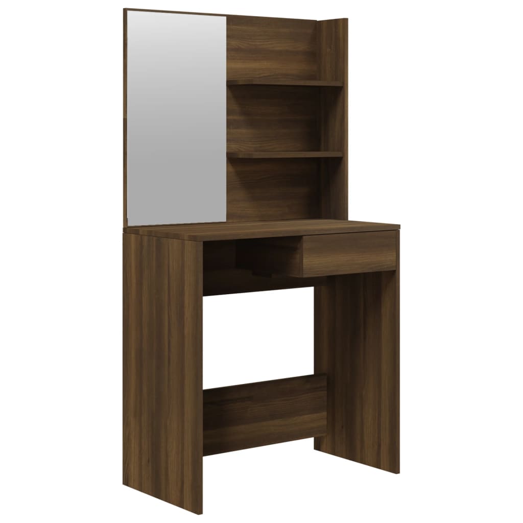 vidaXL Μπουντουάρ με Καθρέφτη Καφέ Δρυς 74,5x40x141 εκ.
