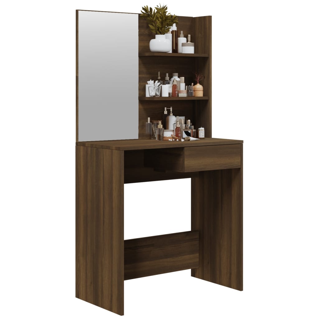 vidaXL Μπουντουάρ με Καθρέφτη Καφέ Δρυς 74,5x40x141 εκ.