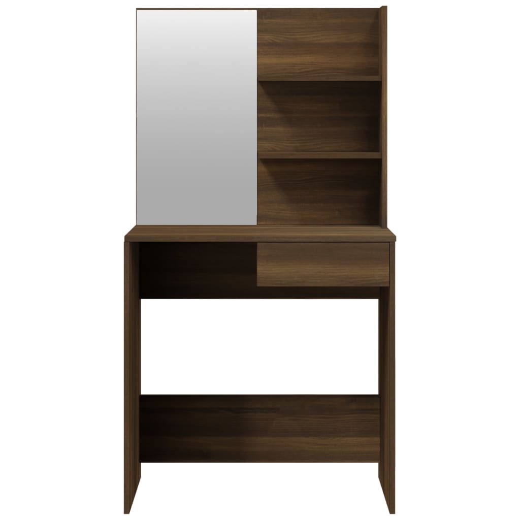 vidaXL Μπουντουάρ με Καθρέφτη Καφέ Δρυς 74,5x40x141 εκ.