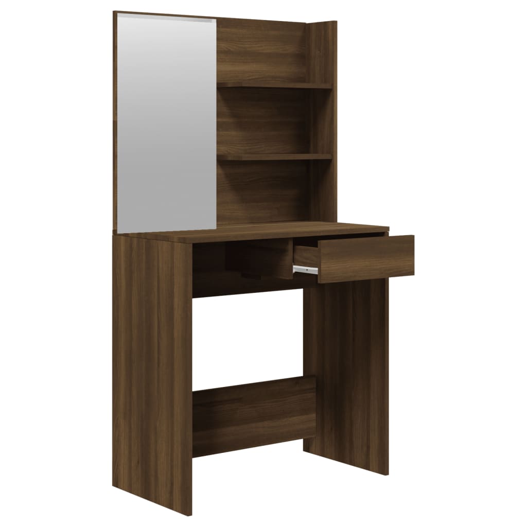 vidaXL Μπουντουάρ με Καθρέφτη Καφέ Δρυς 74,5x40x141 εκ.