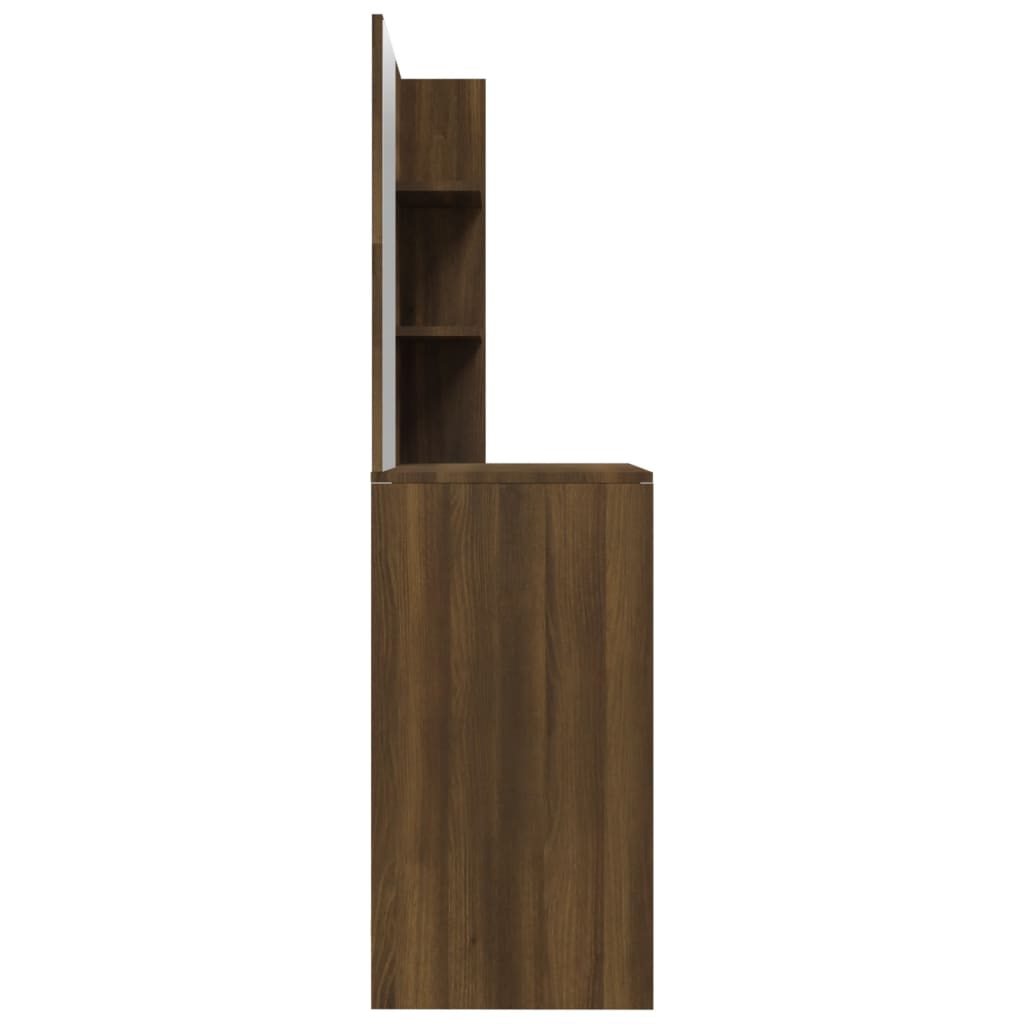 vidaXL Μπουντουάρ με Καθρέφτη Καφέ Δρυς 74,5x40x141 εκ.