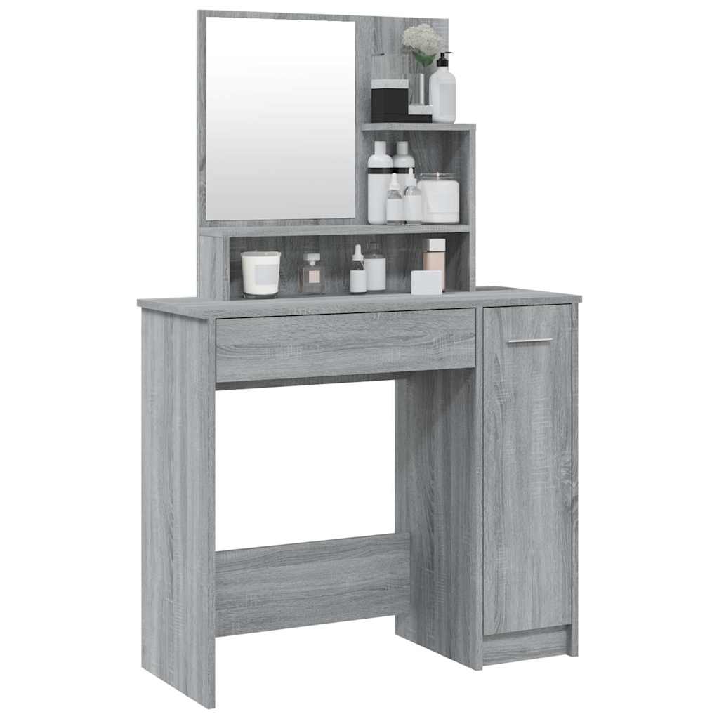 vidaXL Μπουντουάρ με Καθρέφτη Γκρι Sonoma 86,5x35x136 εκ.
