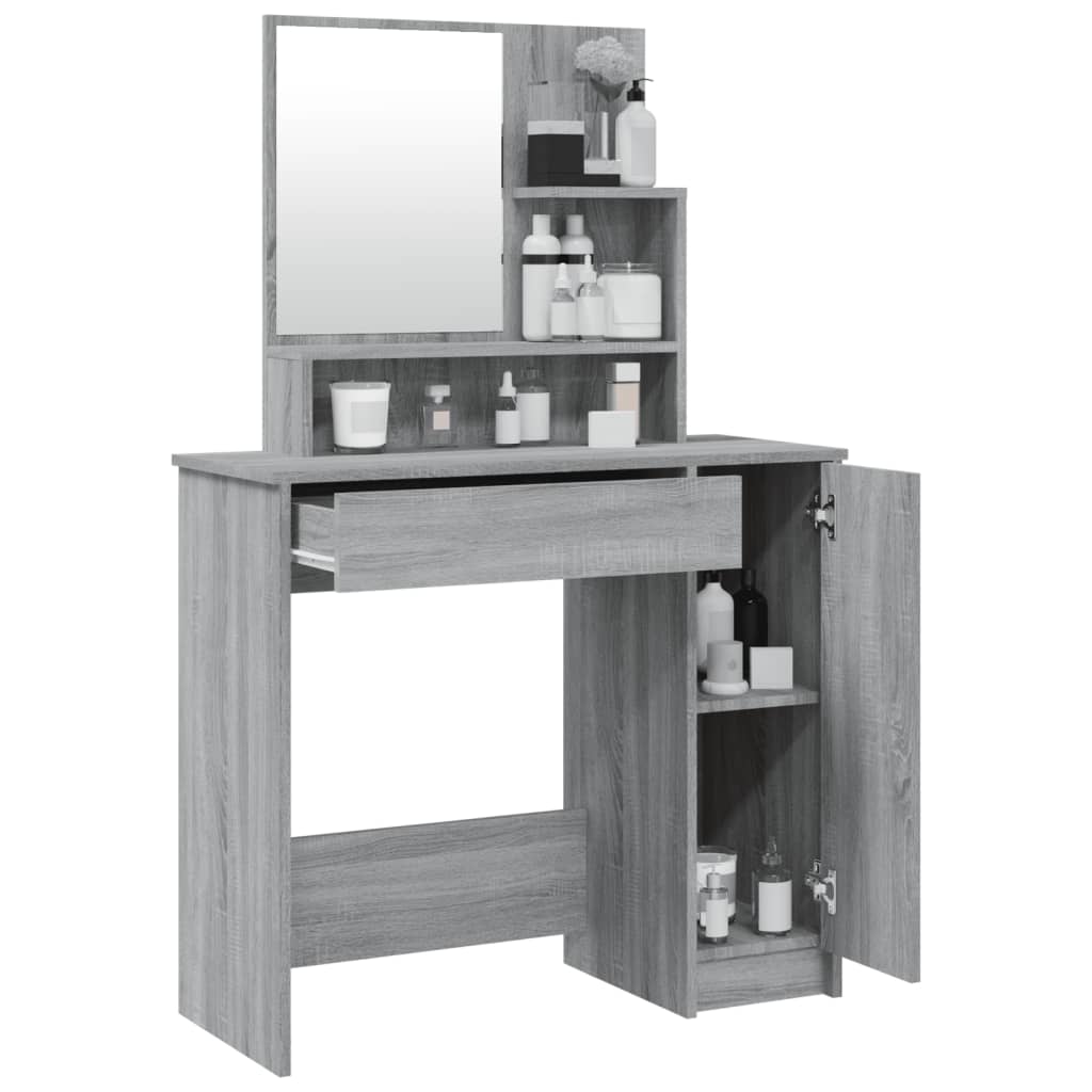 vidaXL Μπουντουάρ με Καθρέφτη Γκρι Sonoma 86,5x35x136 εκ.