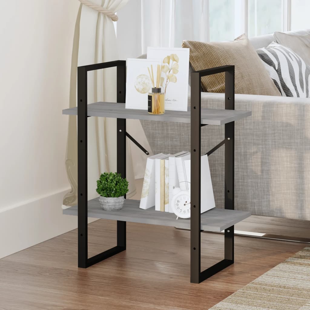 vidaXL Βιβλιοθήκη με 2 Ράφια Γκρι Sonoma 60x30x70 εκ. Επεξεργ. Ξύλο