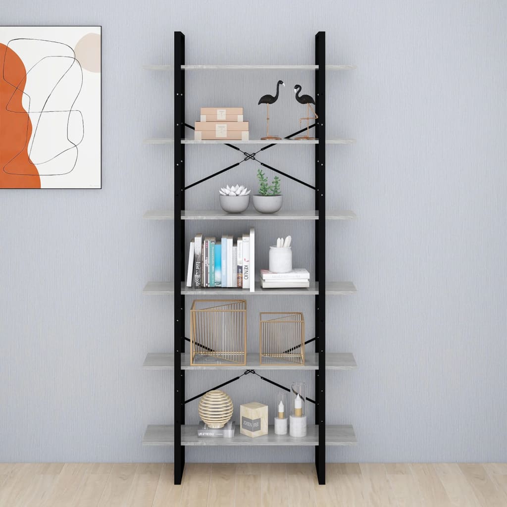 vidaXL Ραφιέρα Γκρι Sonoma 100 x 30 x 210 εκ. από Επεξεργασμένο Ξύλο