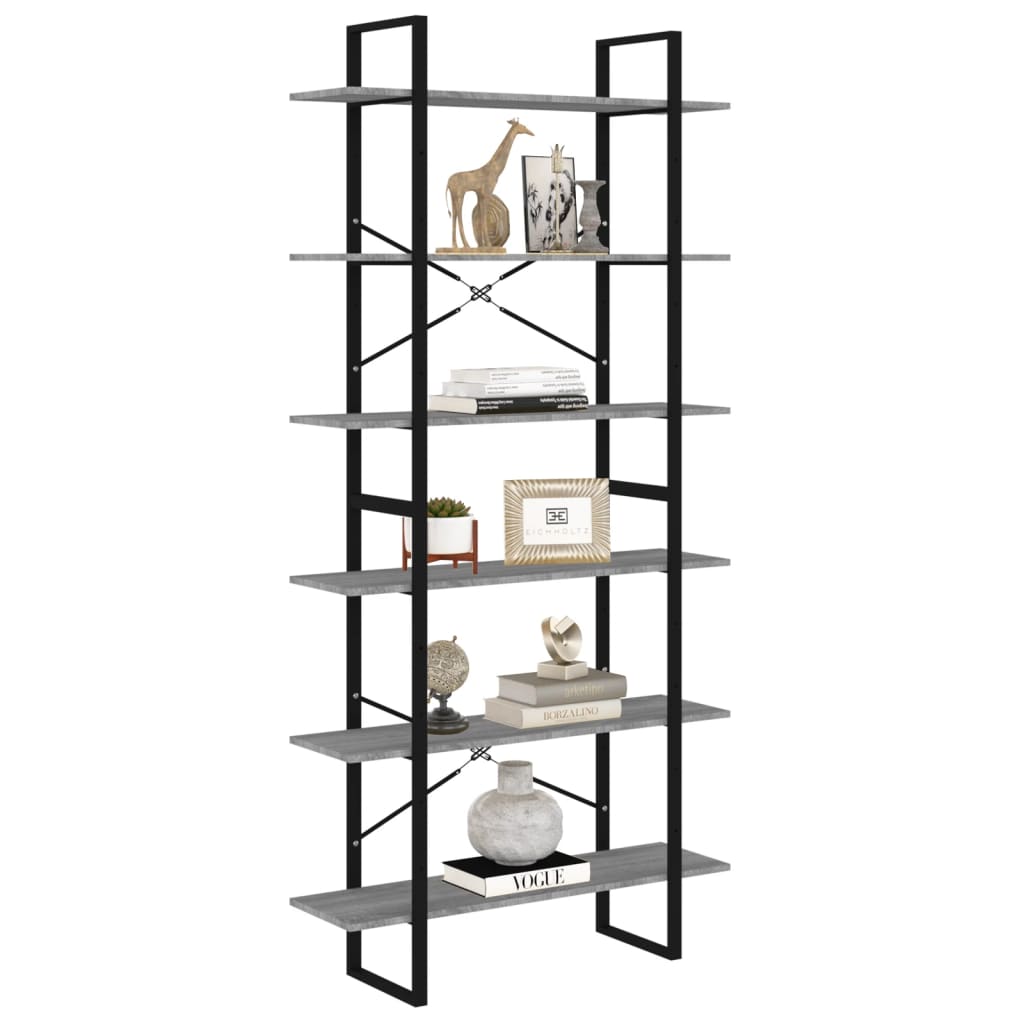 vidaXL Ραφιέρα Γκρι Sonoma 100 x 30 x 210 εκ. από Επεξεργασμένο Ξύλο