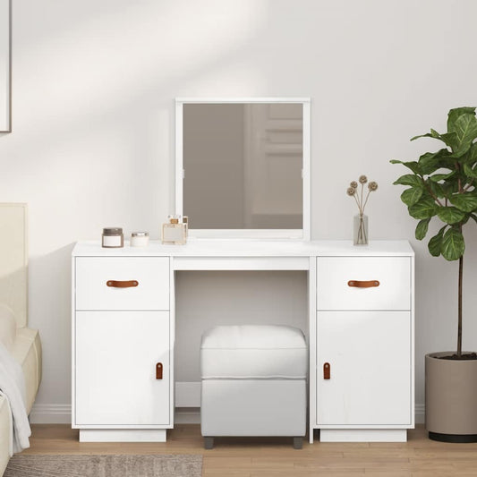 vidaXL Μπουντουάρ Σετ με Καθρέφτη Λευκό από Μασίφ Ξύλο Πεύκου