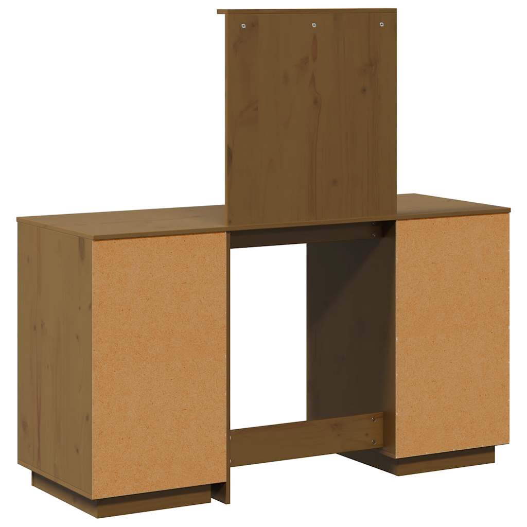 vidaXL Μπουντουάρ Σετ με Καθρέπτη Καφέ Μελί από Μασίφ Ξύλο Πεύκου