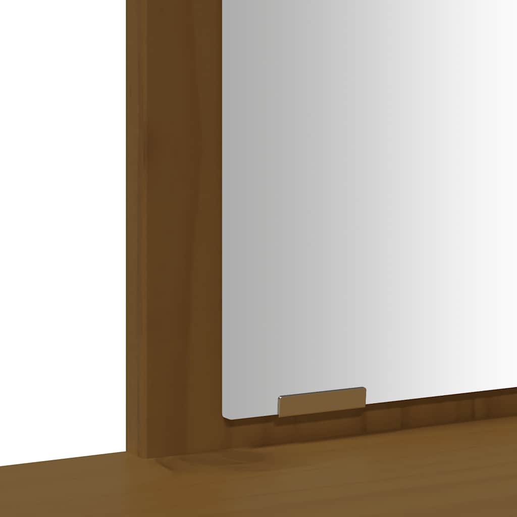 vidaXL Μπουντουάρ Σετ με Καθρέπτη Καφέ Μελί από Μασίφ Ξύλο Πεύκου