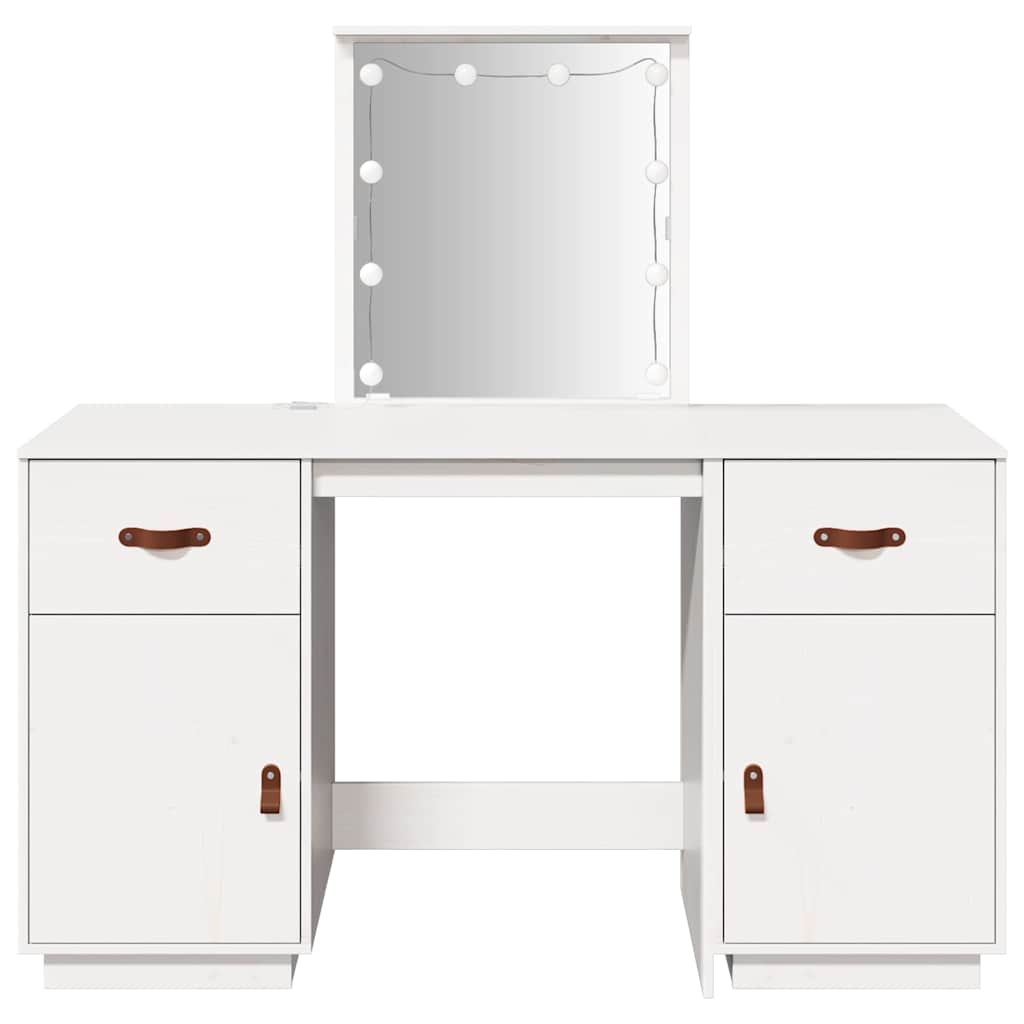 vidaXL Μπουντουάρ Σετ με LED Λευκό από Μασίφ Ξύλο Πεύκου