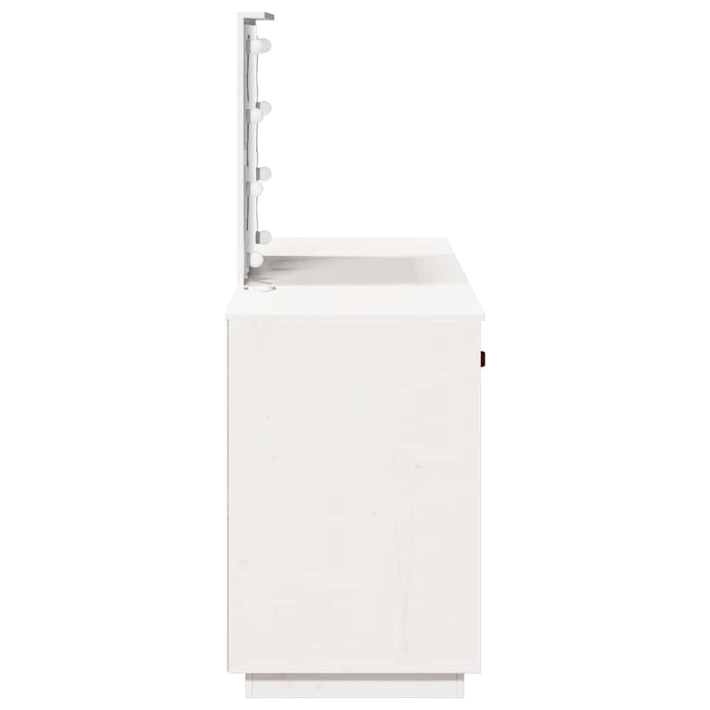 vidaXL Μπουντουάρ Σετ με LED Λευκό από Μασίφ Ξύλο Πεύκου