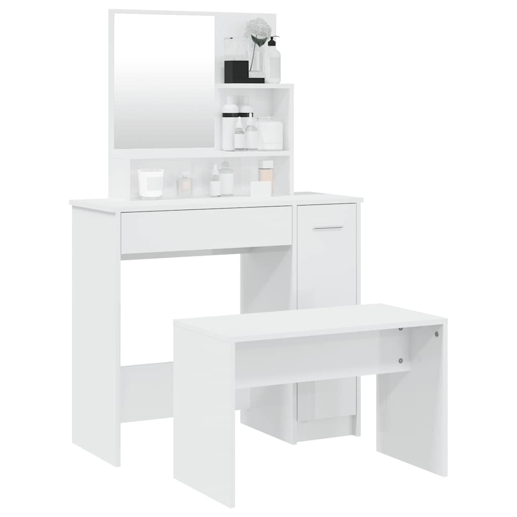 vidaXL Μπουντουάρ Σετ Γυαλιστερό Λευκό 86,5x35x136 εκ.