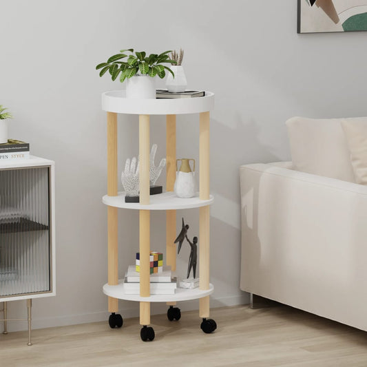 vidaXL Τρόλεϊ 3 Επιπέδων Λευκό 38 x 38 x 82 εκ. Επεξ. Ξύλο/Μασίφ Πεύκο