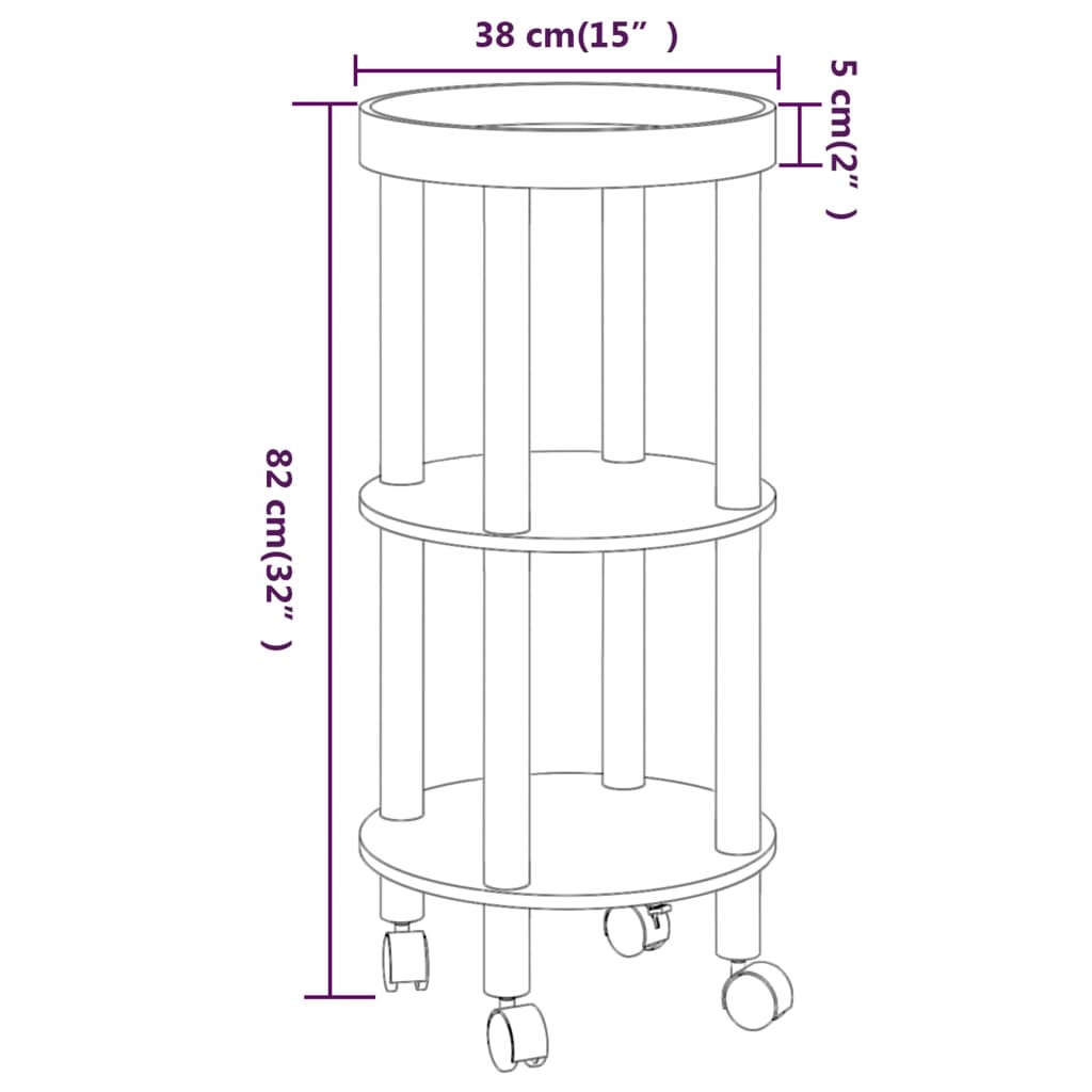 vidaXL Τρόλεϊ 3 Επιπέδων Γκρι 38 x 38 x 82 εκ. Επεξ. Ξύλο/Μασίφ Πεύκο