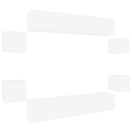vidaXL Σετ Επίπλου Τηλεόρασης 8 Τεμαχίων Λευκό από Επεξεργασμένο Ξύλο