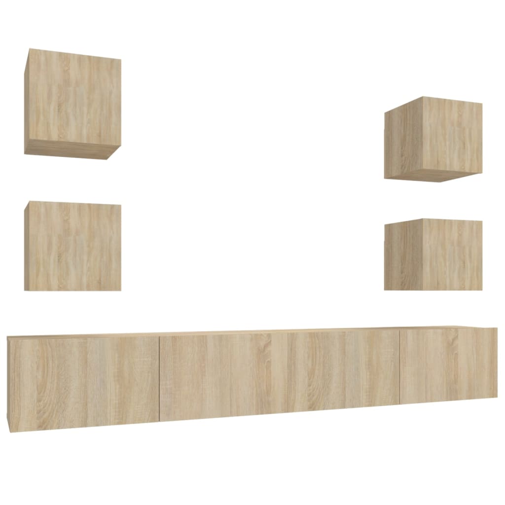 vidaXL Σετ Επίπλων Τηλεόρασης 6 Τεμαχίων Sonoma Δρυς Επεξ. Ξύλο