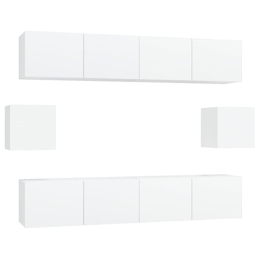 vidaXL Σετ Επίπλου Τηλεόρασης 6 Τεμαχίων Λευκό από Επεξεργασμένο Ξύλο