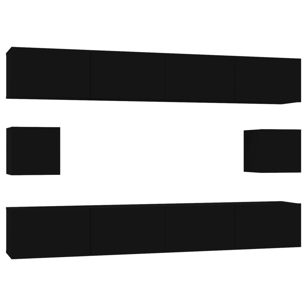vidaXL Σετ Επίπλου Τηλεόρασης 6 Τεμαχίων Μαύρο από Επεξεργασμένο Ξύλο