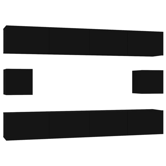 vidaXL Σετ Επίπλου Τηλεόρασης 6 Τεμαχίων Μαύρο από Επεξεργασμένο Ξύλο
