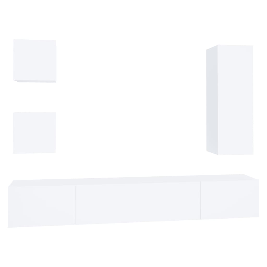 vidaXL Σετ Επίπλου Τηλεόρασης 5 Τεμαχίων Λευκό από Επεξεργασμένο Ξύλο
